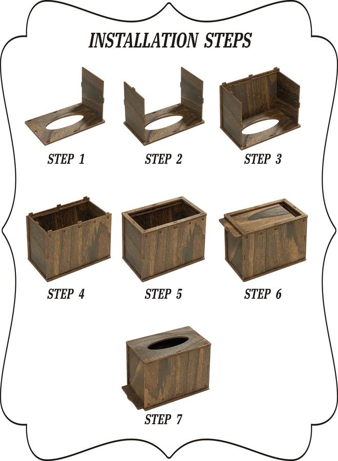 Cregugua 6 Pack Rectangle Tissue Box Cover (10 x 6 x 5 inches) Rustic Wood Tissue Box Holder with Slidingout Bottom Wooden Tissue Box Cover Cube for Tabletop Stands Bathroom Bedroom Dinner Table - Image 3